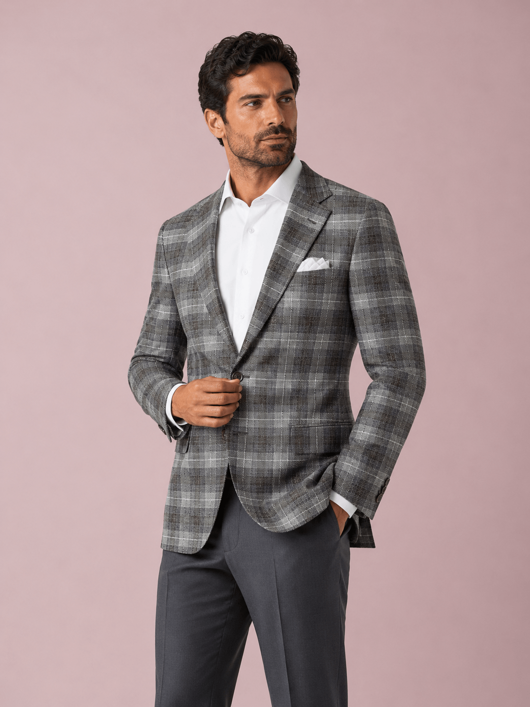 Liguria Collection | Grey/Brown Plaid Tailored Coat - Clothing from Italy  for men. Custom Made Suits, Tuxedo Rentals, ready to wear suits and  tailoring services all Made in Italy